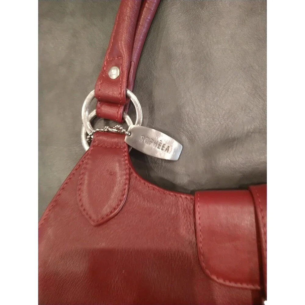 Sopheea Leather Hobo Bag Red Boho  Y2k Vintage